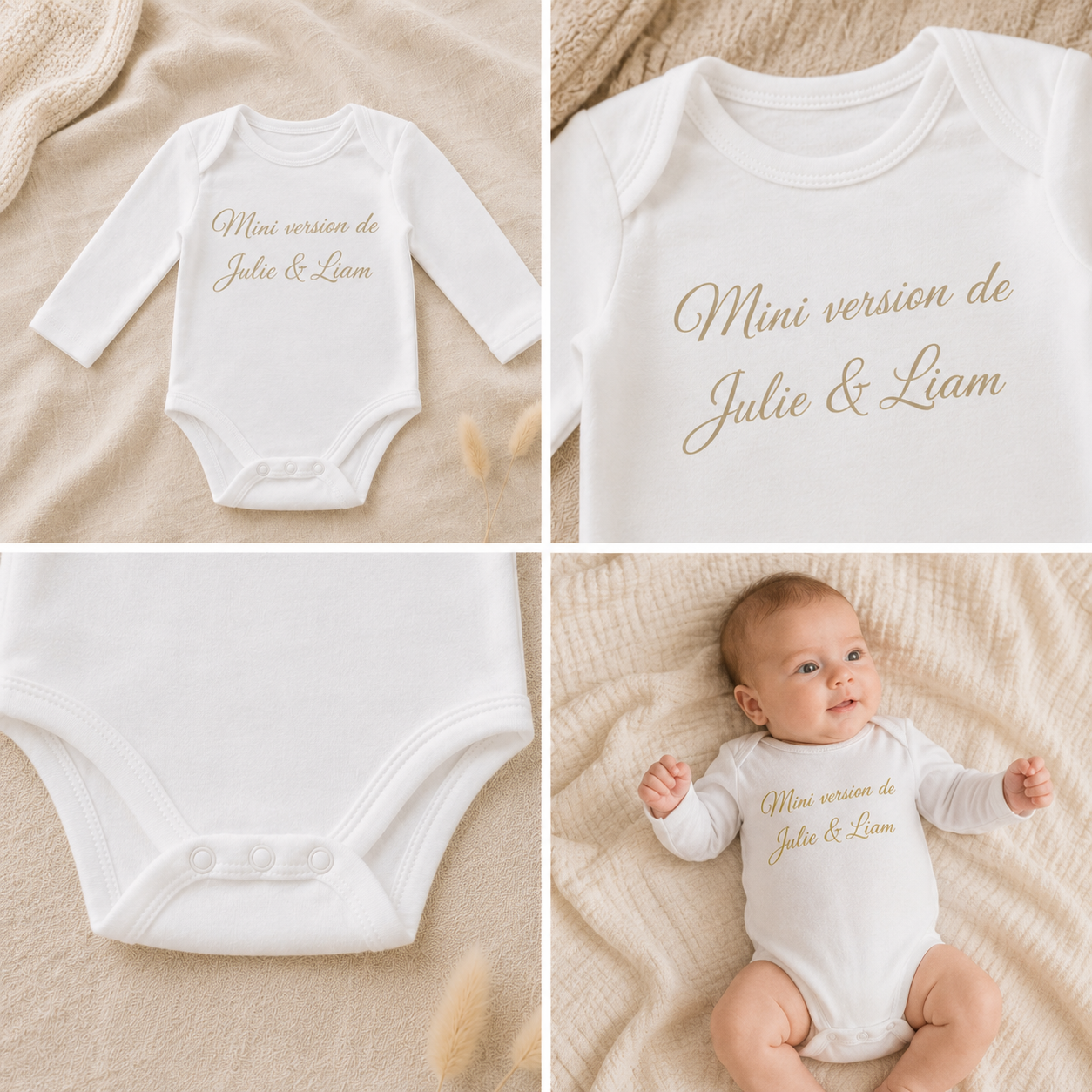 Body bébé personnalisé avec prénom ou texte au choix