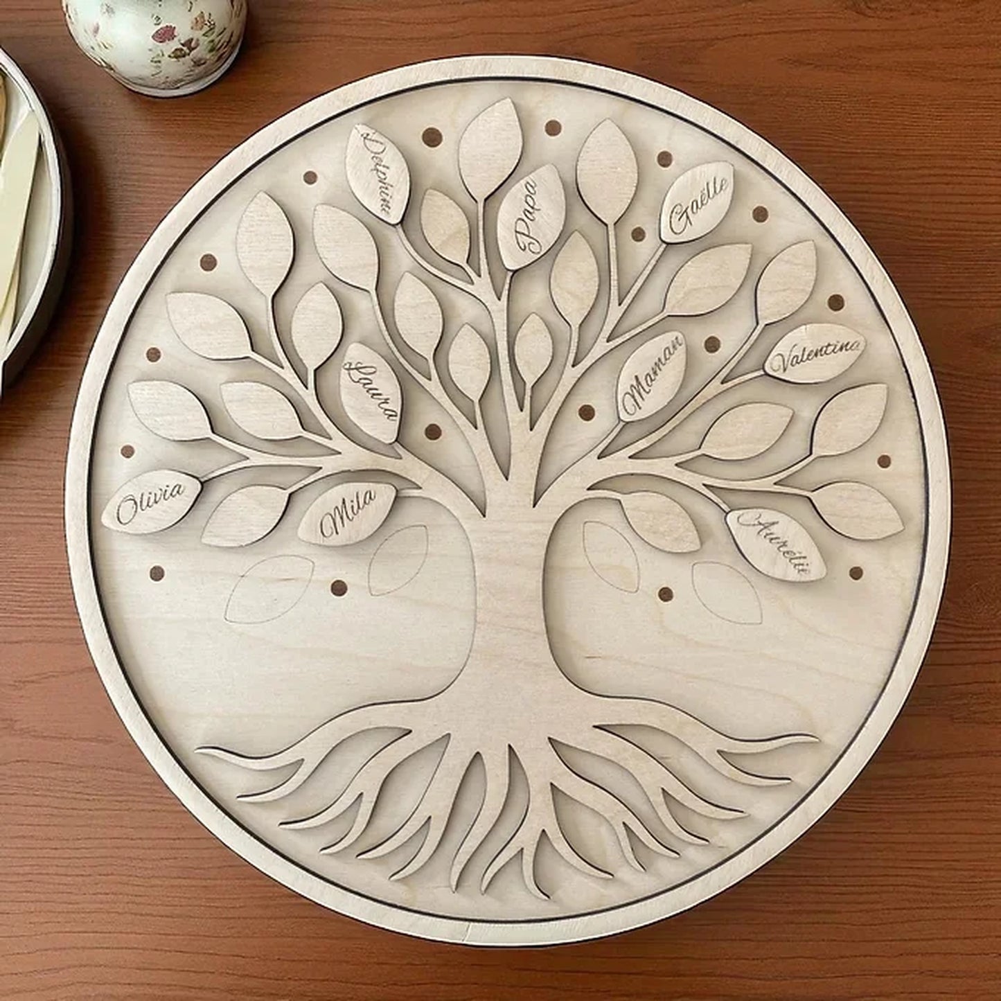 Tableau arbre de vie personnalisé avec prénoms de famille