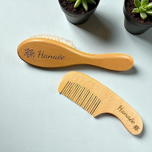 Duo de brosse et peigne bébé personnalisés
