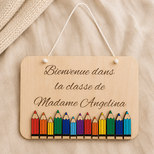 Pancarte “Bienvenue dans la classe de” personnalisée
