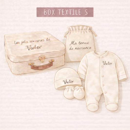 Box naissance textile taille S personnalisée – Coffret bébé naissance