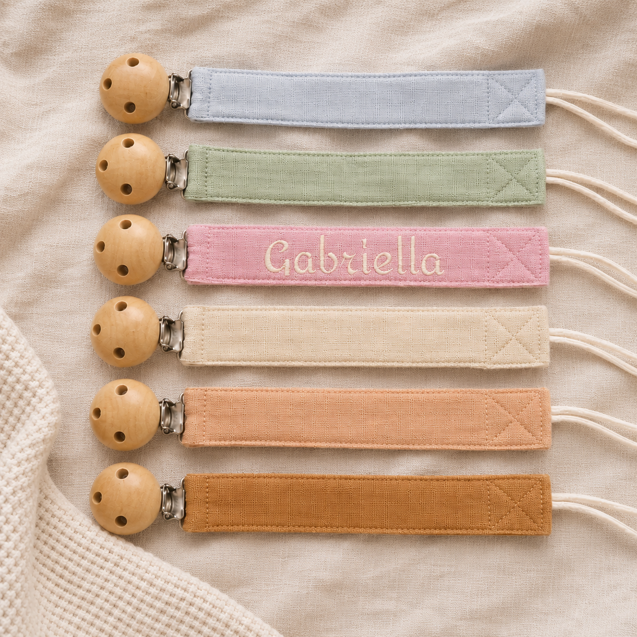Attache tétine personnalisée en coton