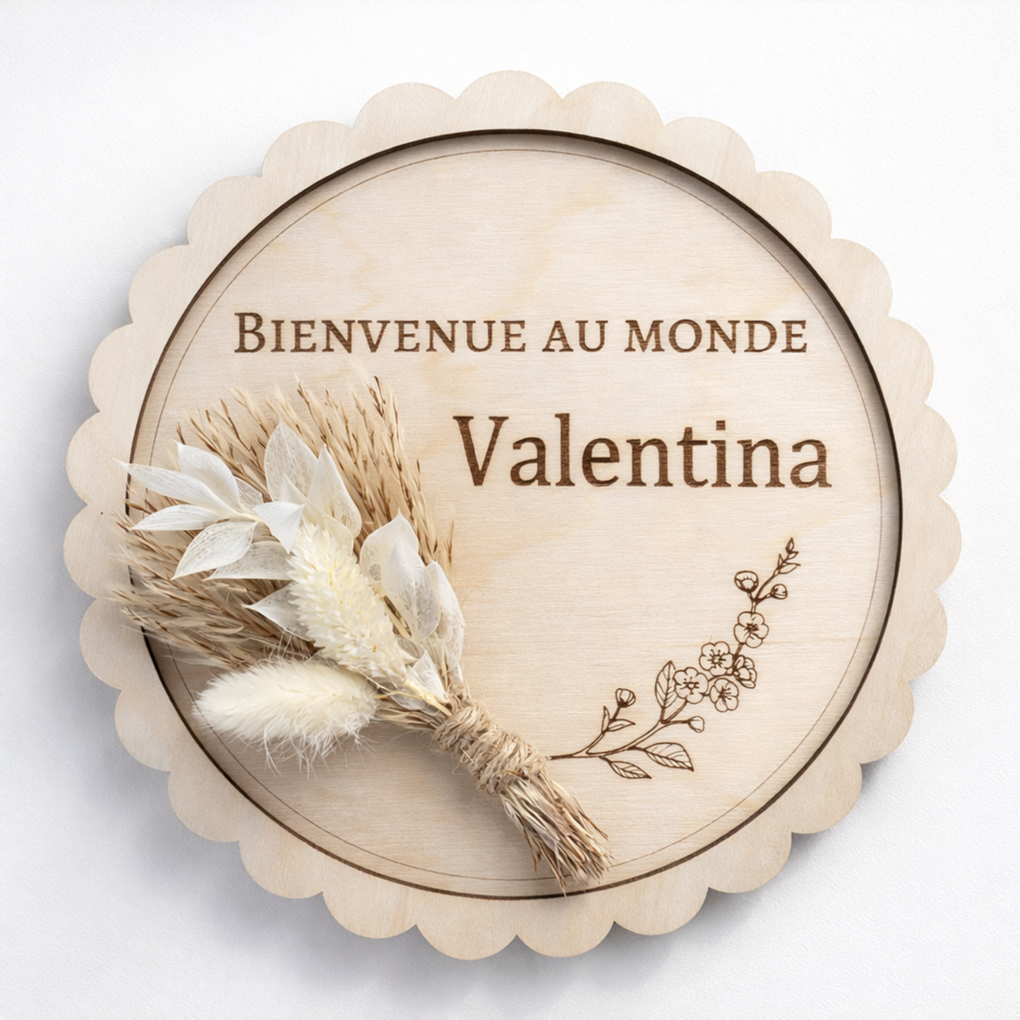 Pancarte de naissance florale personnalisée