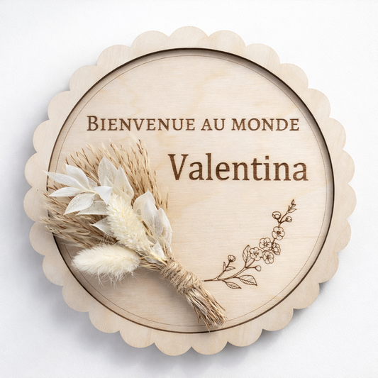 Pancarte de naissance florale personnalisée