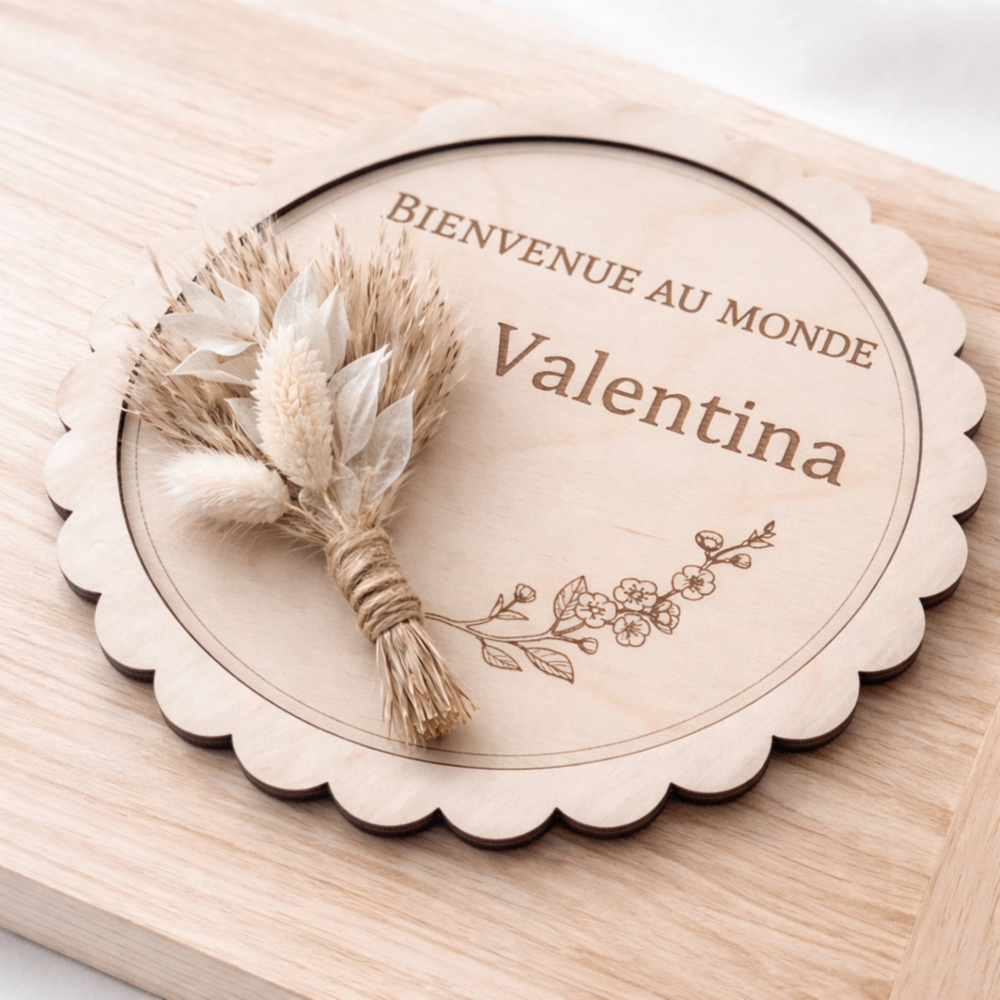 Pancarte de naissance florale personnalisée