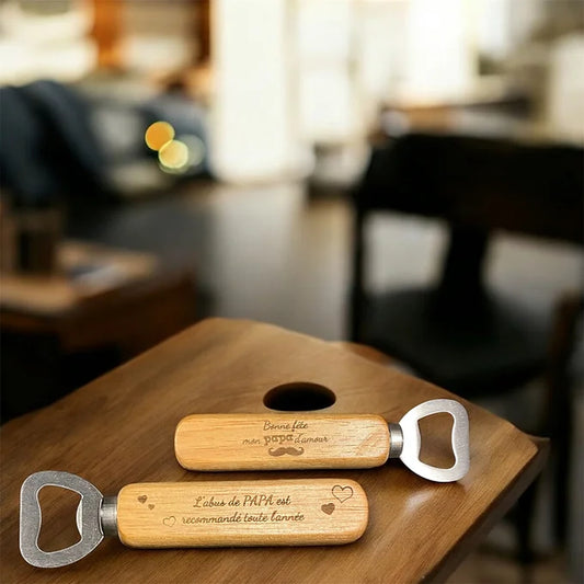 Décapsuleur en bois personnalisé – Cadeau fête des pères
